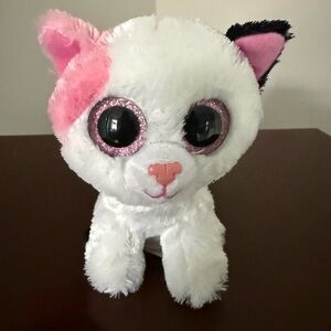 Beanie boo ty White and Pink Plush Cat Toy muffin - 6”
